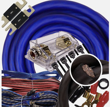 Elite 0 Gauge Amp Kit Amplifier install Wiring 0 Ga Wire 5000W to 8000W Blue PK2 picture