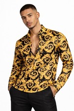 Versace Informal Shirt Twill Poly Baroque Black And Gold44IT(XS US)$1750 Retail picture