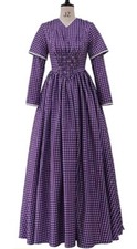 Civil War Women's Victorian Dress Purple Plaid Dress Ball Dress picture