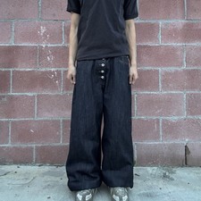Vintage 15oz Selvedge Denim Button Fly Wide Leg Jeans picture