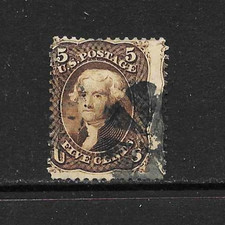 US Scott #76 Jefferson 5-cent, Used, brown, VG centering, Filler picture