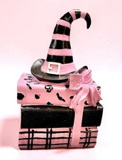 Ashland Witch Hat & Book Stack Halloween Pink-O-Ween 7.5” Resin Figurine NEW picture