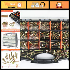 976pcs Heavy Duty Metric Nuts and Bolts Assortment Kit, M6 M8 M10 M12, Zinc Plat picture
