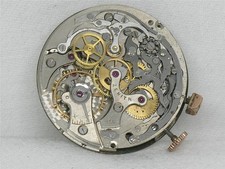 VINTAGE ZENITH 156 NICKEL 17 JEWEL 2 REGISTER CHRONOGRAPH MOVEMENT & DIAL, RUNS picture