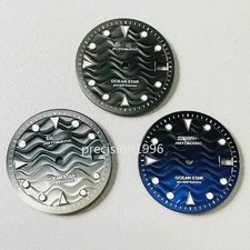 New 28.5mm Watch Dial Water Ripple Green Luminous Diver Face For NH35 Movement picture