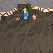 adidas Originals Juventus Track Jacket Full Zip Black/White/Pink Men's XL picture