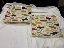 Four (4) Pier 1 Alvarado Earthenware 10 1/2” Square Dinner Plates picture
