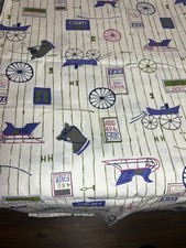 Vtg 1950s Ohio County Fair Fabric Cotton 2.5 Yds Shilo Creek Carriage Sleigh picture