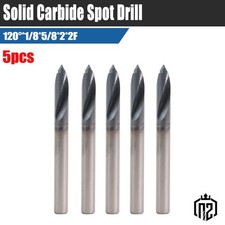 5PCS 1/8 120 Degree Solid Carbide Spot Drill 2 Flute 5/8 LOC 2 OAL AlTiN Coated picture