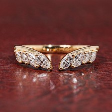 2Ct Marquise Simulated Diamond Women's Bypass Curved Ring 14k Yellow Gold Plated picture