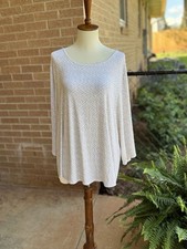 travelers by chicos size 3 Travel Top White And Cream Pattern picture