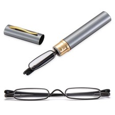 Elegant Metal Reading Glasses Ultra Thin Portable Mini Readers w/ Case 1.0–3.0 picture