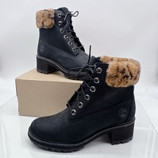 Timberland Kinsley 6-Inch Waterproof Black/Faux Fur Boot Lace Up Platform US 9.5 picture