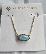 New Kendra Scott Elisa Gold Pendant Necklace In Light Teal Light Blue picture
