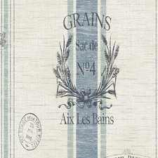 Wallpaper French Country Faux Wheat Grain Sacks with Blue Stripes 56 Sq Ft Bolt picture