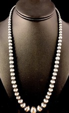 Native American Navajo Graduated Sterling Silver Bead Necklace 20