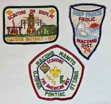 Lot of 3 Vintage BSA Macomb District Boy Scouts Patches 1971-1975 Michigan picture