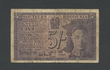 SOUTHERN RHODESIA 5 shillings note 1943 Krause 8 Banknotes picture