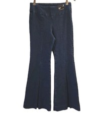 Express 70s Flare Jeans Women's Small Short 0/2/4 Blue Stretch Dark Wash Retro picture