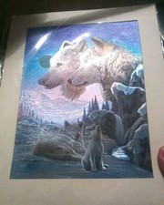 Wolf Print Iridescent Howling Baby Wolf Wolf Pack Family  picture