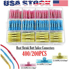 400/200PCS Heat Shrink Butt Wire Splice Connectors Crimp Terminals Kit 22-10AWG picture