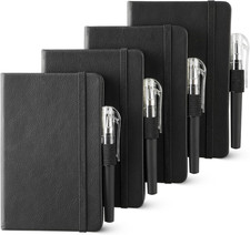 4 Pack Small Notebook Pocket Notebook, A6 Mini Leather Hardcover Journal, 3.7