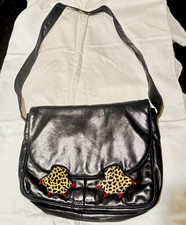 Rare Vintage 1980s Maud Frizon Black Leather Crossbody Messenger Bag picture