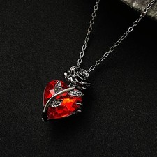 Rose Heart Pendant Necklace Gothic Chain Men Women Halloween Gift Jewelry picture