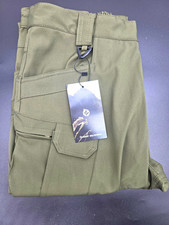 Green Solid Cargo Pants, Size M Regular, Polyester, Button Zip, Cargo Pockets picture