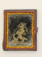 Antique Ambrotype Photo Case Broken Victorian Baby Child  picture