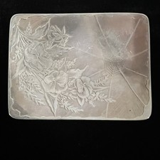 Sterling Silver Footed Serving Spider Web Pansy Flower 1800s Rare Antique Vtg picture