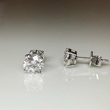 3.00Ct Round Cut Natural Diamond solid 14K White gold Luxury Stud Earring picture