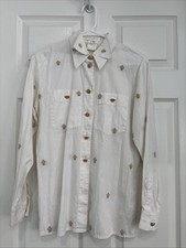 VTG ESCADA Margaetha Ley fleur-de-lis Embroidered Gold Button Blouse 34 Germany picture