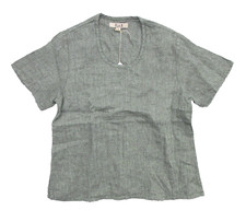 FLAX Designs Linen Size Small Top Blouse Pullover Short Sleeve Scoop Neck New picture