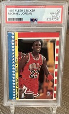 1987-88 Fleer Stickers Michael Jordan #2 PSA 8 Bulls Cert 122877051 picture