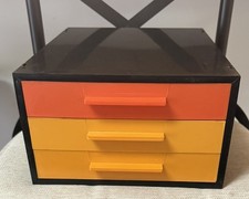 Vintage MCM 1970’s Space Age Modular Stacking Plastic Desk Organizers black picture