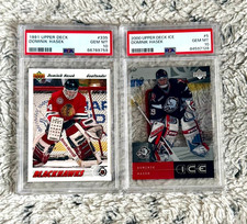 DOMINIK HASEK 1991 UPPER DECK #335 ROOKIE PSA 10 & 2000 UD ICE #5 PSA 10 *POP 1* picture