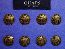 CHAPS REPLACEMENT BUTTONS 8 BRONZE TONE METAL SIGNATURE GOOD USED CONDITION picture