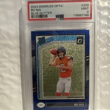 Panini 2024 Donruss Optic Rated Rookie Bo Nix #209 Blue Glitter Prizm PSA 9 picture
