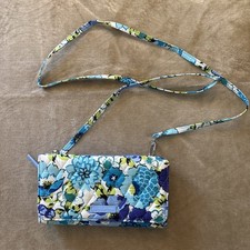 Vera Bradley Crossbody/Wristlet, White with Blue Floral Pattern picture