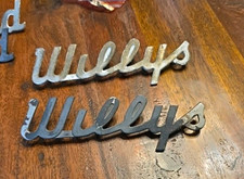 Willys Overland RARE 1946 1948 1949 Chrome Name Plate 2 piece lot  picture