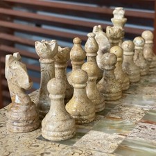 Handcrafted Marble Coral & Green Chess Men Weighted Pro Marble Chess pieces Only picture