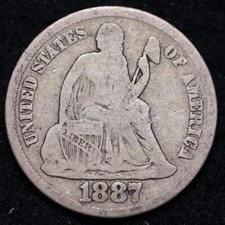 1887-S Seated Liberty Dime CHOICE VG+ FINE  E795 ACT picture