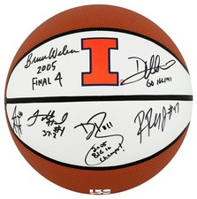2005 Illinois Team Signed Illinois Logo Brands Basketball w/6-Sig, 4-Ins -SS COA picture