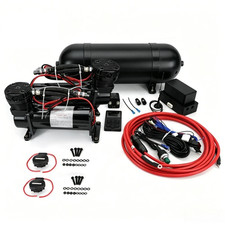 Air Ride Suspension Control System Kit with Dual Black Air Compressors &Air Tank picture
