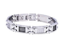 Blackjack Jewelry Polished Men's Polished 316 Stainless Steel Cable Link Brac... picture