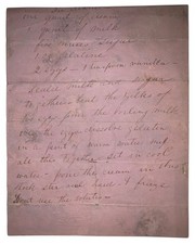 Manuscript Ice Cream Recipe, ca. 1890-1910, Dr. William Woys Weaver Provenance picture
