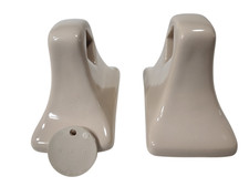 Vintage Fawn Beige Ceramic Towel Bar Rod Rack Post Holders Classic Color 068 picture