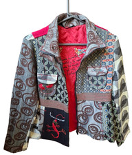Desigual Women's Patchwork Embroidered Zip Up Jacket Multicolor EU 42 picture