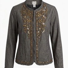 Cotton/polyester jacket, NEW with tags, Chico's Golden Trinket Royalty, Size 1 picture